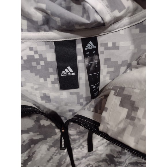 Adidas Men's ID Reflective Track Jacket Gray Digital Camo Full Zip Hooded Size L - Picture 4 of 7